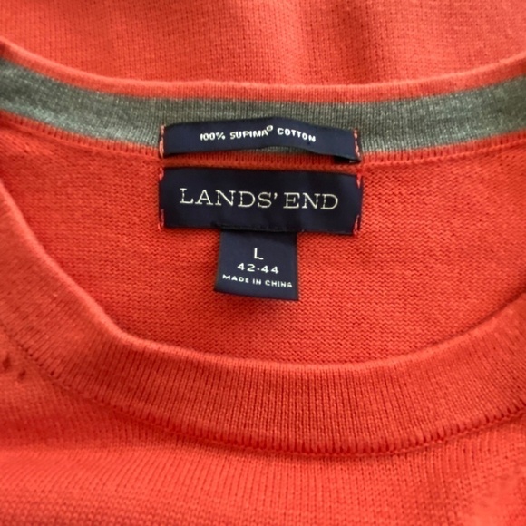 Men's Land's End 100% Supima Cotton long sleeve crew neck sweater size L - Picture 8 of 10